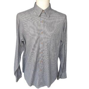 J.P. Tilford SZ M Black & White Woven Houndstooth Men's Cotton Button Up Shirt